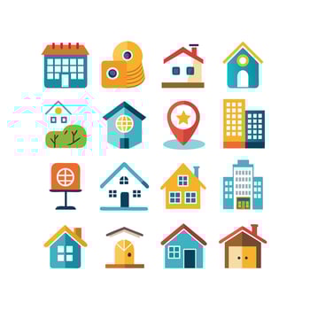 Home and Real Estate Icon Set Collection Illustration vector