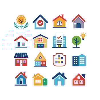 Home and Real Estate Icon Set Collection Illustration vector