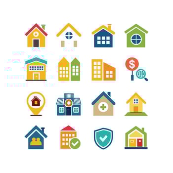 Home and Real Estate Icon Set Collection Illustration vector