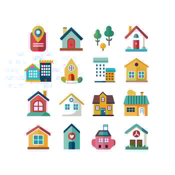 Home and Real Estate Icon Set Collection Illustration vector