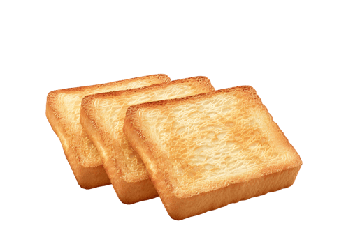 Stack of golden brown toast slices. Isolated on a transparent background png