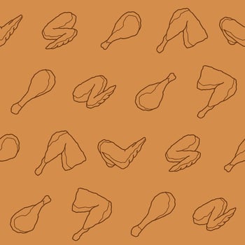 Outline Collection of Fried Chicken Seamless Pattern illustration Design vector