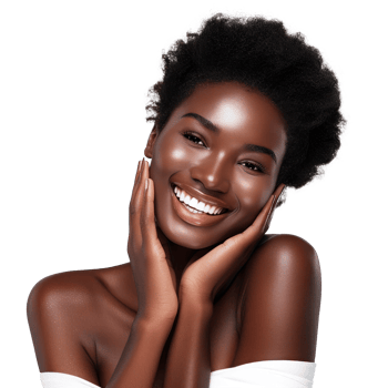 beautiful african woman smiling with her hand on her face png