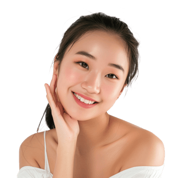 beautiful asian woman smiling with her hands on her face png