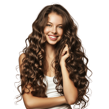 beautiful woman with long curly hair png