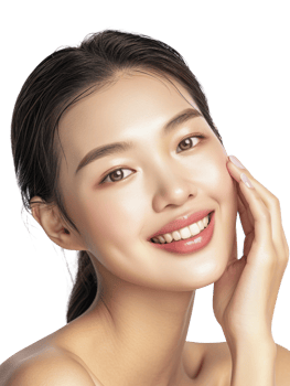 Asian young woman with her hands on her face png