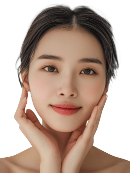 Asian young woman with her hands on her face png