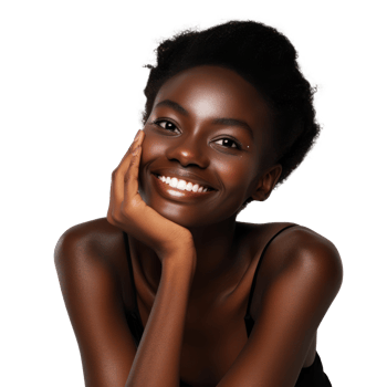 beautiful african woman smiling with her hands on her face png