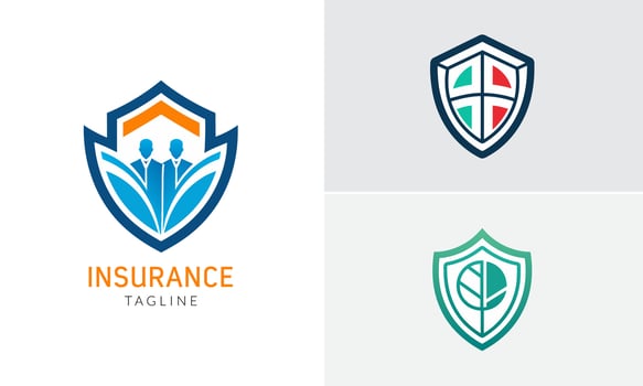 Insurance company logo illustration set vector