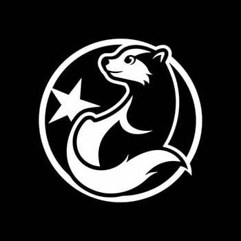 Otter and star iconic logo illustration vector