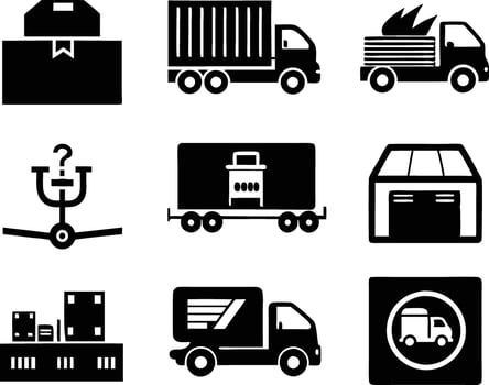 set of logistic icon illustration. delivery, transportation, shipping, business, cargo, industry, logistic vector