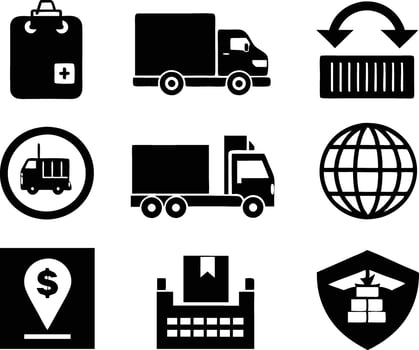 set of logistic icon illustration. delivery, transportation, shipping, business, cargo, industry, logistic vector