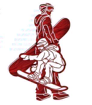Silhouette Snowboarder Mix Action Snowboard Sport vector