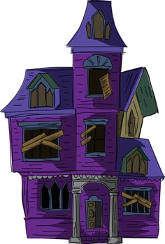 Halloween House. Horror building. A scary witch's residence. Spooky castle. vector