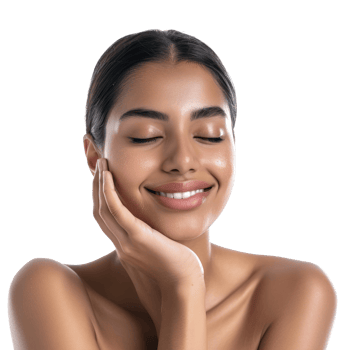 Beautiful beauty smiling young woman posing with makeup style with touch her face and perfect skin, Facial treatment, Cosmetology, plastic surgery, png