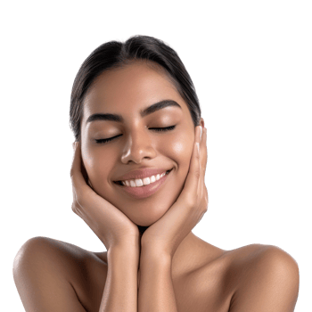 Indian young beauty woman makeup style with touch her face and perfect skin, Facial treatment, png