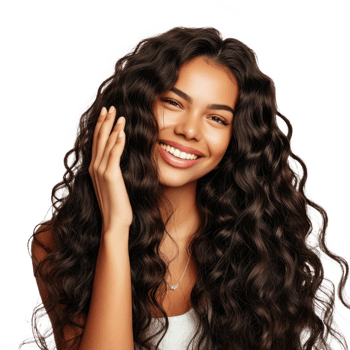beautiful woman with curly hair smiling png