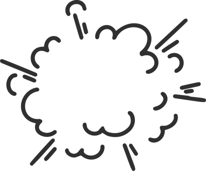 Comic boom effect. Cartoon bomb burst. Bang and pow splashes. Doodle smoke and speed energy lines. Action crash hand drawn graphic. png
