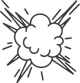 Comic boom effect. Cartoon bomb burst. Bang and pow splashes. Doodle smoke and speed energy lines. Action crash hand-drawn graphic. png