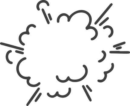 Comic boom effect. Cartoon bomb burst. Bang and pow splashes. Doodle smoke and speed energy lines. Action crash hand drawn graphic png