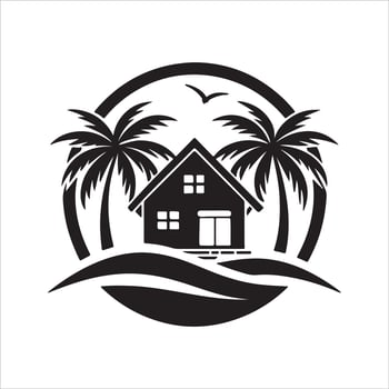 Generate a beachfront paradise logo for a real estate company specializing in coastal properties. vector