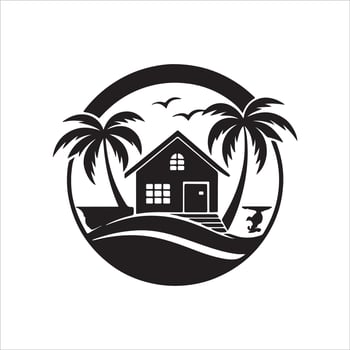 Generate a beachfront paradise logo for a real estate company specializing in coastal properties. vector