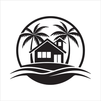 Generate a beachfront paradise logo for a real estate company specializing in coastal properties. vector