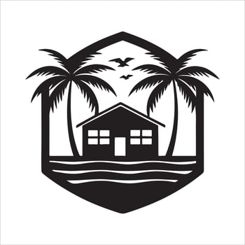 Generate a beachfront paradise logo for a real estate company specializing in coastal properties. vector