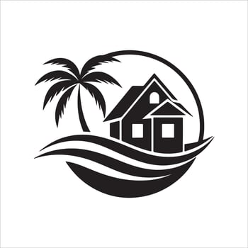 Generate a beachfront paradise logo for a real estate company specializing in coastal properties. vector