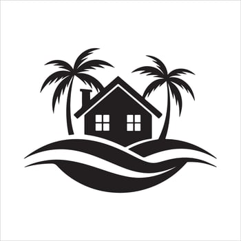 Generate a beachfront paradise logo for a real estate company specializing in coastal properties. vector
