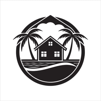 Generate a beachfront paradise logo for a real estate company specializing in coastal properties. vector