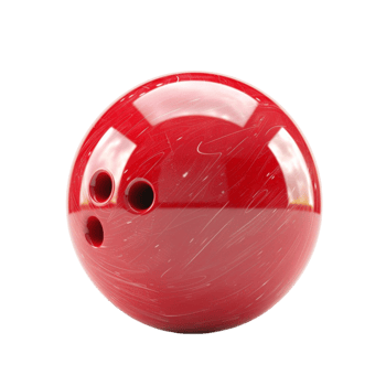 realistic red bowling ball with holes on transparent Background Generative-AI png
