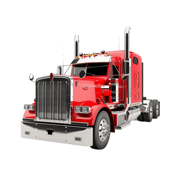 Red Semi Truck on Transparent Background. png