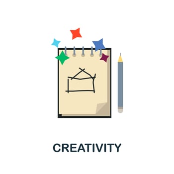 Creativity flat icon. Colored sign from productivity collection. Creative Creativity icon illustration for web design, infographics and more vector