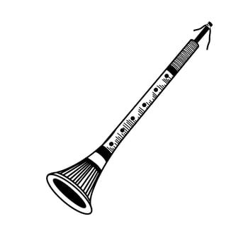 Musical folk instrument. Russian folk instrument - zhaleika, pipe, flute hand drawn in on a white background. Suitable for printing on fabric, posters, cards, invitations vector