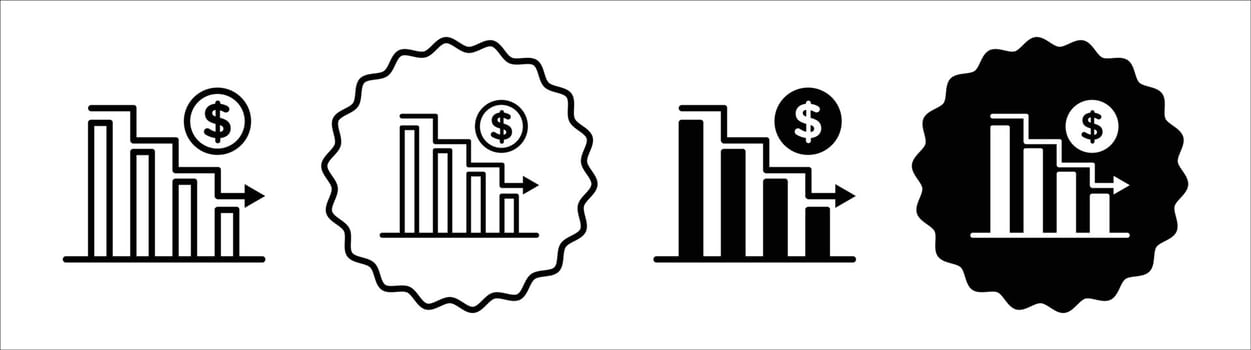 Economy crisis icon set collection. Economy crisis Outline flat Icon. vector
