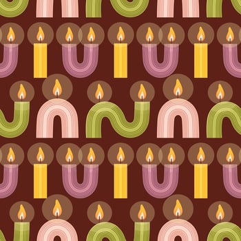 Scented burning trendy curved futuristic candle. Hygge, boho style, creating coziness, interior design. Aromatherapy, wellness, relaxation. Small business, handmade. Hand drawn flat . vector