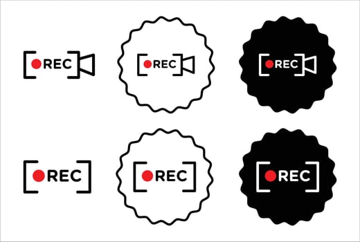 Recording icon set collection. Recording Outline flat Icon. vector