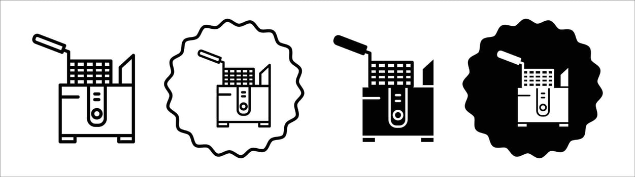 Restaurant deep fryer icon set collection. Restaurant deep fryer Outline flat Icon. vector