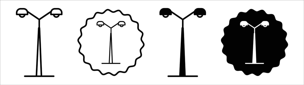 Street light icon set collection. Street light Outline flat Icon. vector
