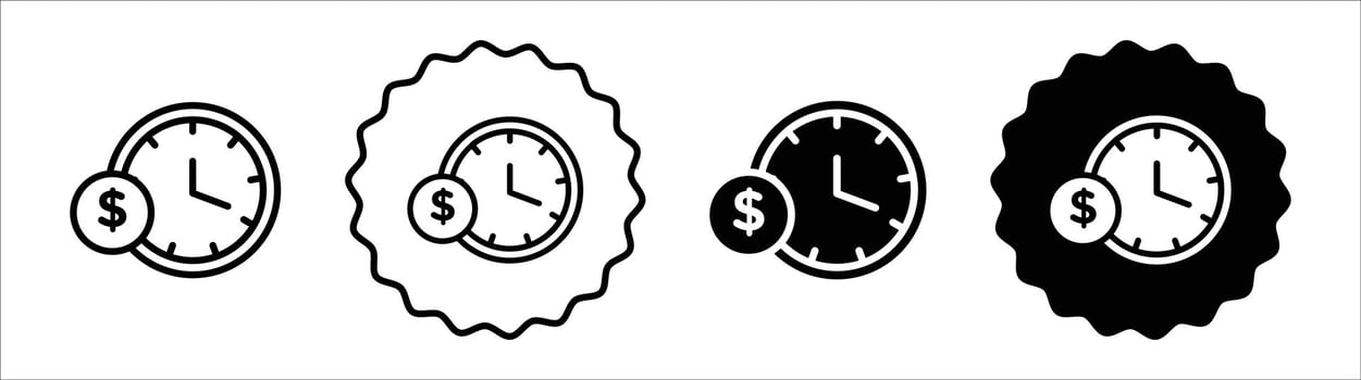 Time is money icon set collection. Time is money Outline flat Icon. vector