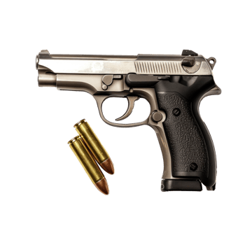 a gun and bullet on a transparent background png