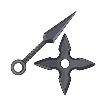 illustration of shuriken with kunai vector