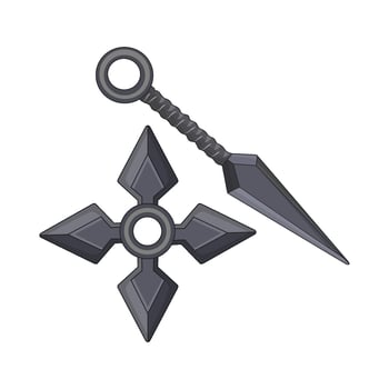illustration of shuriken with kunai vector