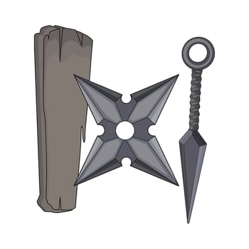 illustration of shuriken with kunai vector