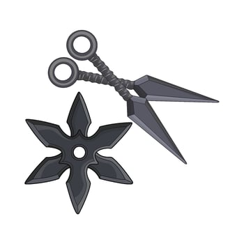 illustration of shuriken with kunai vector