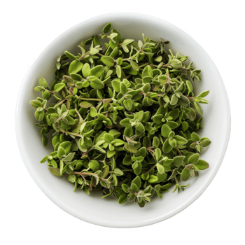 Marjoram in a white dish transparent background png