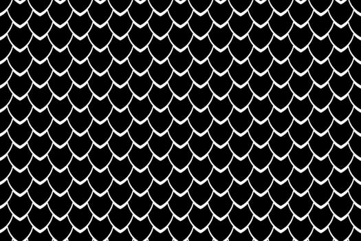 Seamless geometric pattern, snake fish, mermaid, dragon scales. Minimal abstract texture in black and white color, animal background for your design, cover and wallpaper vector