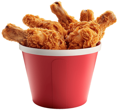 Fried chicken Leg illustration - Hot fried Chicken legs in a red bucket isolated on a transparent background png