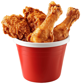 Fried chicken Leg illustration - Hot fried Chicken legs in a red bucket isolated on a transparent background png